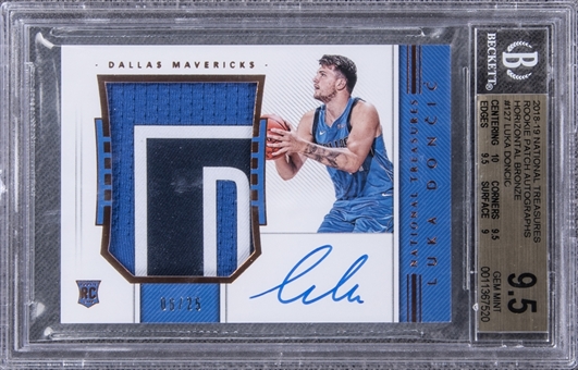 2018-19 Panini "National Treasures" Rookie Patch Autograph - Horizontal Bronze (RPA) #127 Luka Doncic Signed Patch Rookie Card (#06/25) – BGS GEM MINT 9.5/BGS 10